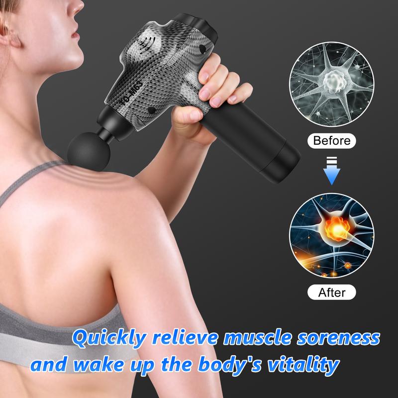 TOLOCO Massage Gun, Muscle Massager Compact Deep Tissue Treatment, Portable Carry Case and 12 Adjustable Heads Best Gift for Around People, USB Plug