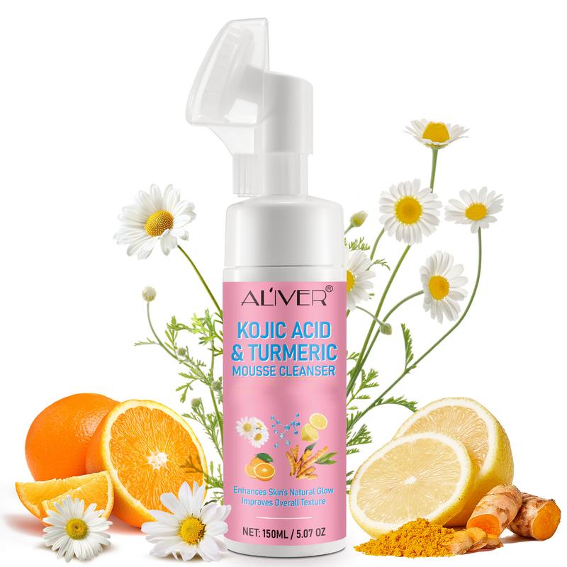 Aliver Kojic Acid & Turmeric Mousse Cleanser for Facial Skincare Comfort Skin Repair Cleansing Facial Wash