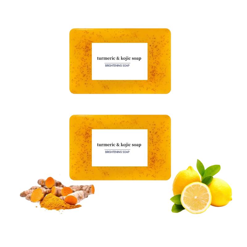 Turmeric & Kojic Acid Brightening SoapBar (4counts), Deep Cleansing Soap forMen & Women, Daily Skincare CleanserSet with Soap Saver Bag