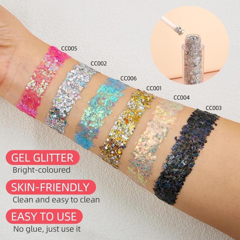 Glitter Body Gel, 1 Count Glue-free Shimmering Body Glitter Gel, Sparkling Body Makeup for Women & Girls, Cosmetic Product for Party, Festival