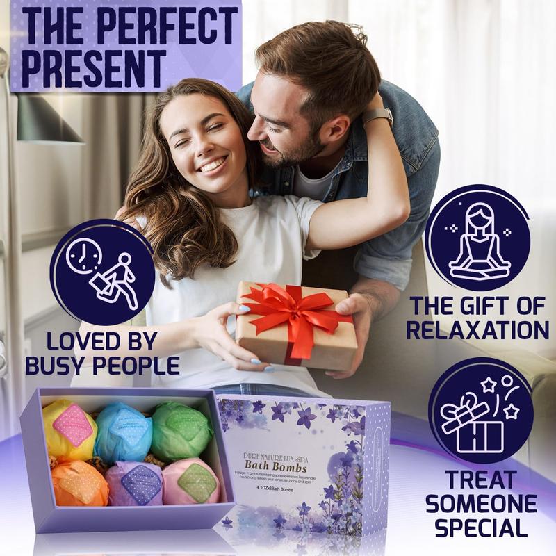 Bath Bombs Gift Set - Ultra Bubble XXL Fizzies (6 x 4.1 oz) with Natural Dead Sea Salt Cocoa and Shea Essential Oils, The Best Birthday Gift Idea for Her Him, Wife, Girlfriend, Women, Kids