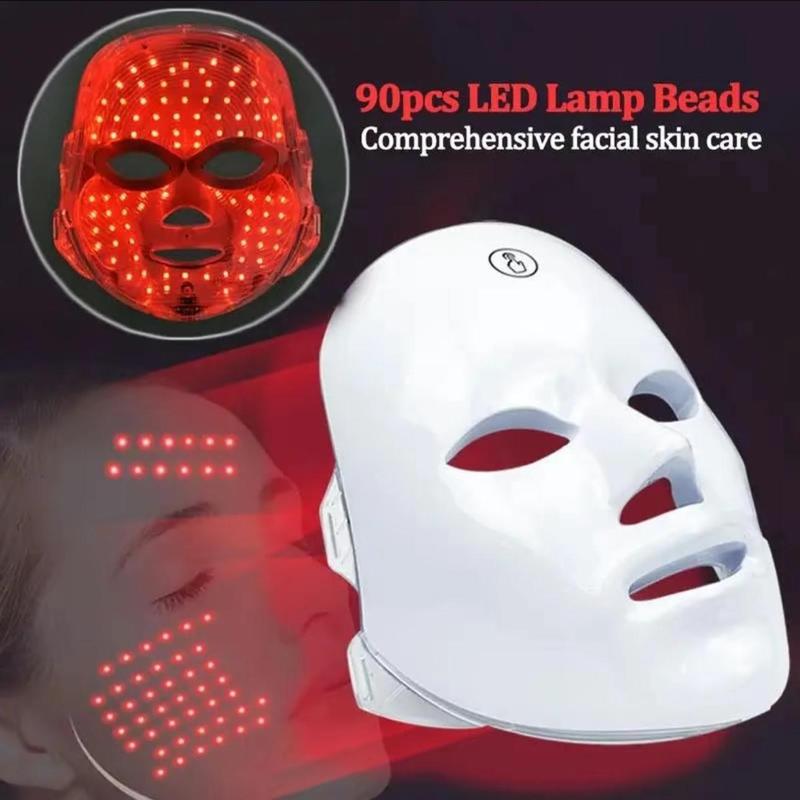 Portable USB Charging 7 Color Light Facial Mask, 1 Count Touch Screen Skin Care Device, Multi-function Beauty Machine