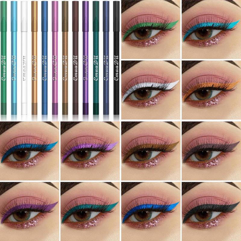 12 Color Eyeliner Pen (12pcs set), Long Lasting Eyeliner Pencil & Eyeshadow, Multifunctional Eye Makeup Tool for Women & Girls