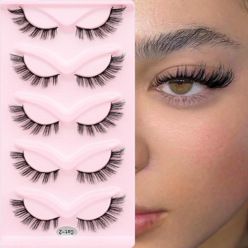 Music Festival Makeup, Fluffy False Eyelashes for Eyelashes Extensions, Cat-Eye Look Wispy Faux Lashes, Natural Look Cluster Eyelashes Extensions Kit, Trending Product, DIY Lash Extensions Kit, Eye Makeup Enhancement Lashes, Christmas Gift