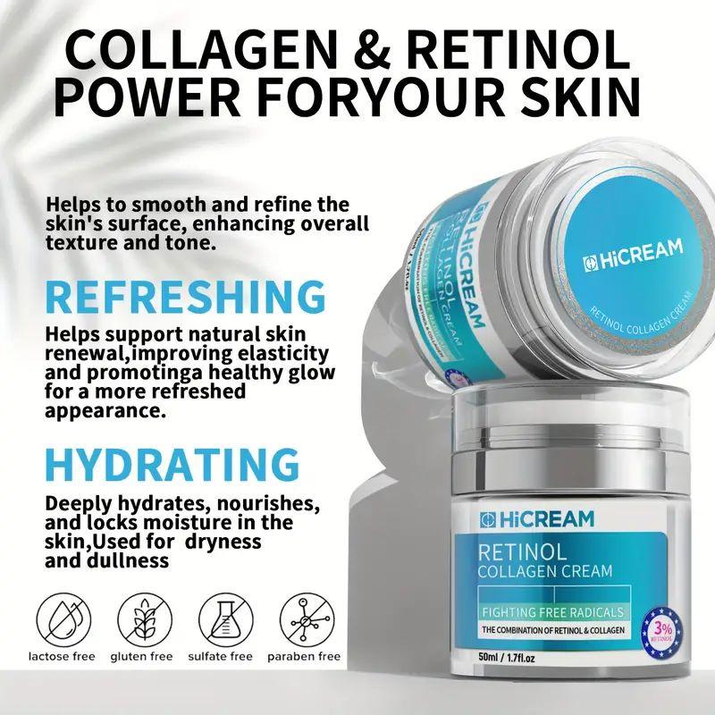 Hicream Face Moisturizer Retinol Cream,Anti Aging Neck Firming Cream,Collagen Face Cream with Hyaluronic Acid,1.7 Fl Oz Hydrate Gentle Skincare