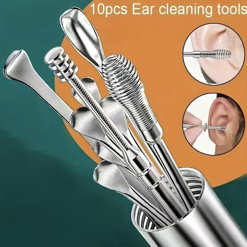 Stainless Steel Ear Wax Removal Tool with Storage Bix, 10pcs set Ear Wax Cleaner, Ear Cleaning Tool, Earwax Removal Product for Women & Men, Christmas Gift