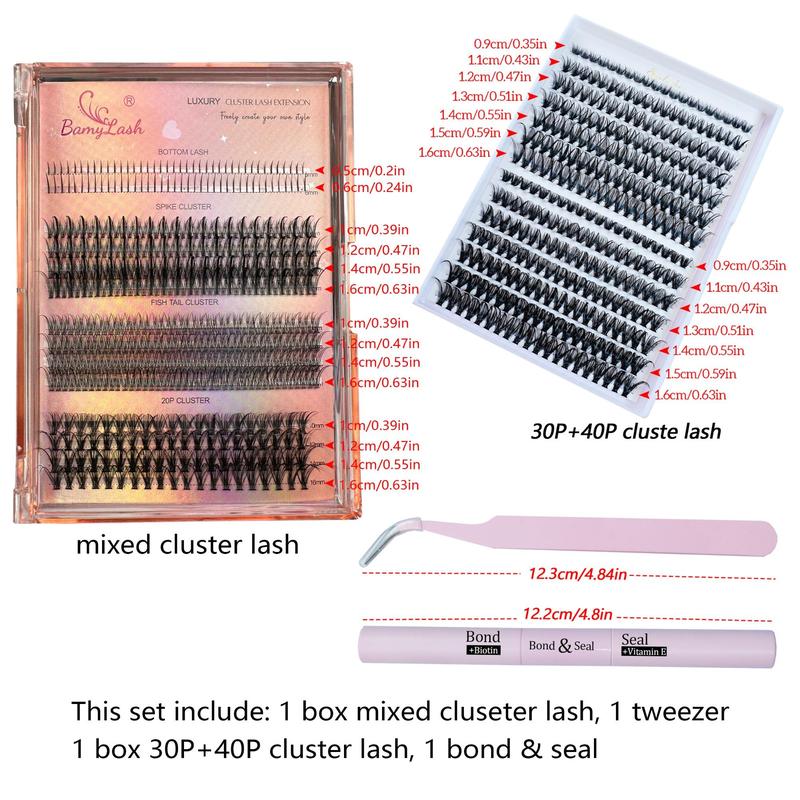 Natural Look Eyelash Extensions Set, 2 Counts Various Styles Fluffy False Eyelashes Set & 1 Count Eyelash Tweezers & 1 Count Eyelash Glue, Professional Makeup Accessories for Women