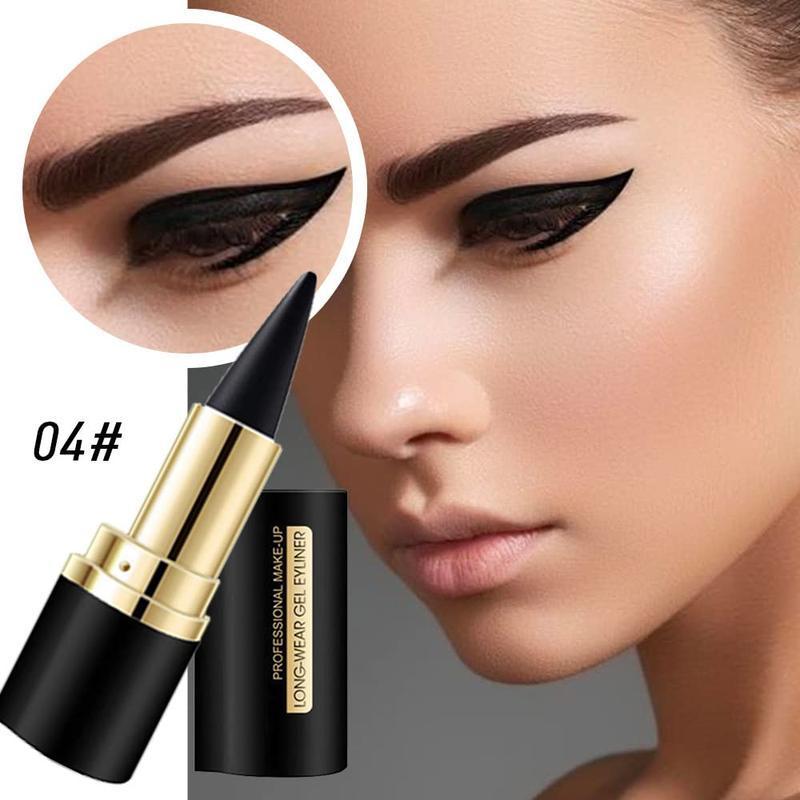 MISS ROSE 2Pcs Black Gel Eyeliner Pencil Set,Eye LinerWaterproof Smudge Proof, Cat Eye MakeupStencil,Eye Black Smokey Eyeshadow PaletteStick,Goth Halloween Makeup