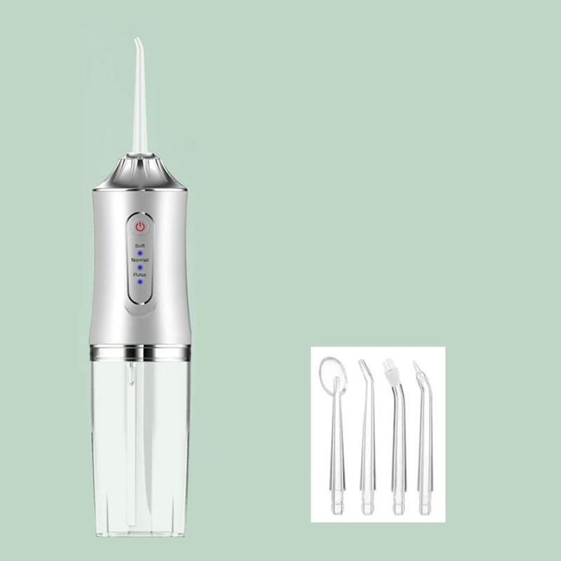 Rechargeable Water Flosser, 1 Box Portable Oral Irrigator with 4 Counts Jet Tips, Waterproof Teeth Cleaner, 3 Modes Teeth Cleaning Tool for Home & Travel