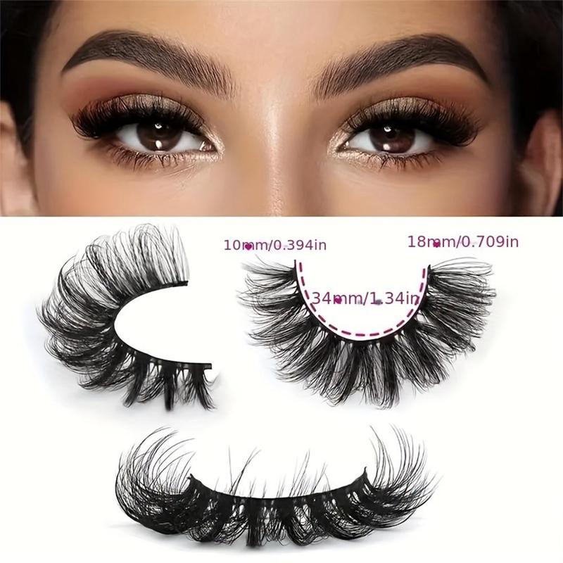 Fluffy False Eyelashes, 7 Pairs Natural Curling Eye Makeup Strip Lashes, Full Volume Eyelash for Lashes Extensions, Volumized False Eyelashes for Women and Girls