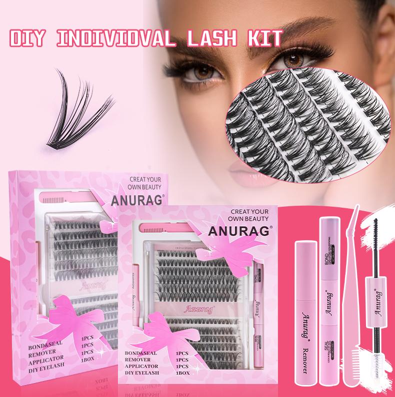 Natural Eyelash Extension Kit 240Pcs Eyelash String Kit Slim Eyelash Extensions 9-17mm Individual Eyelash Extensions with Bonding and Sealing Eyelash Adhesive, Eyelash Extensions, Cosmetics, Gifts Makeup Eyelashes Extensions