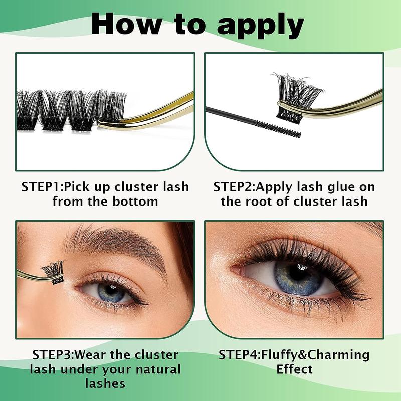 BlackFriday KEYYOU DIY Cluster Lashes Kit Volume Waterproof Long-Lasting Lash Extension Kit D Curl 8-18MIX Eyelash Extensions Cosmetic Makeup