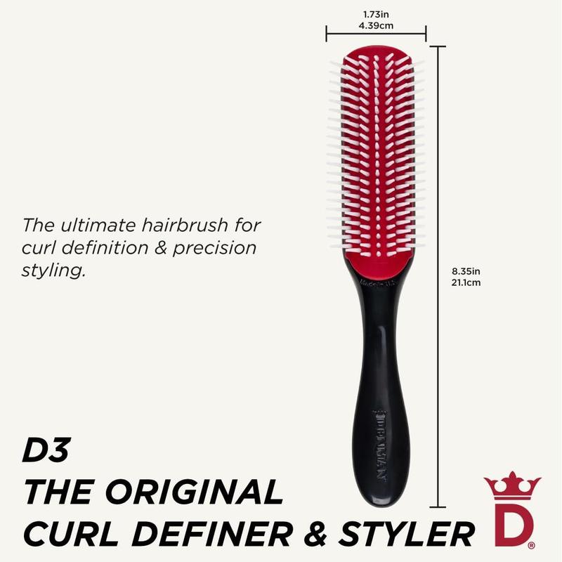 Curly hair brush D3, 7 row styling brush for detangling, separating, shaping and defining curls - Haircare Heatless Hairbrush Handle Smoothing