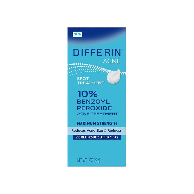 Differin Acne Spot Treatment with 10% Benzoyl Peroxide, Maximum Strength OTC Acne Treatment, Fast Acting Spot Treatment for Face, 1 Oz Galderma