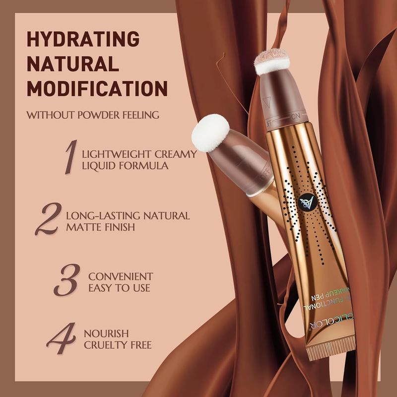 With Cushion Applicator,Liquid Contour Wand, Contour Smooth,Bronzer Stick Lightweight Liquid Bronzer For Face (02#Fair Medium)