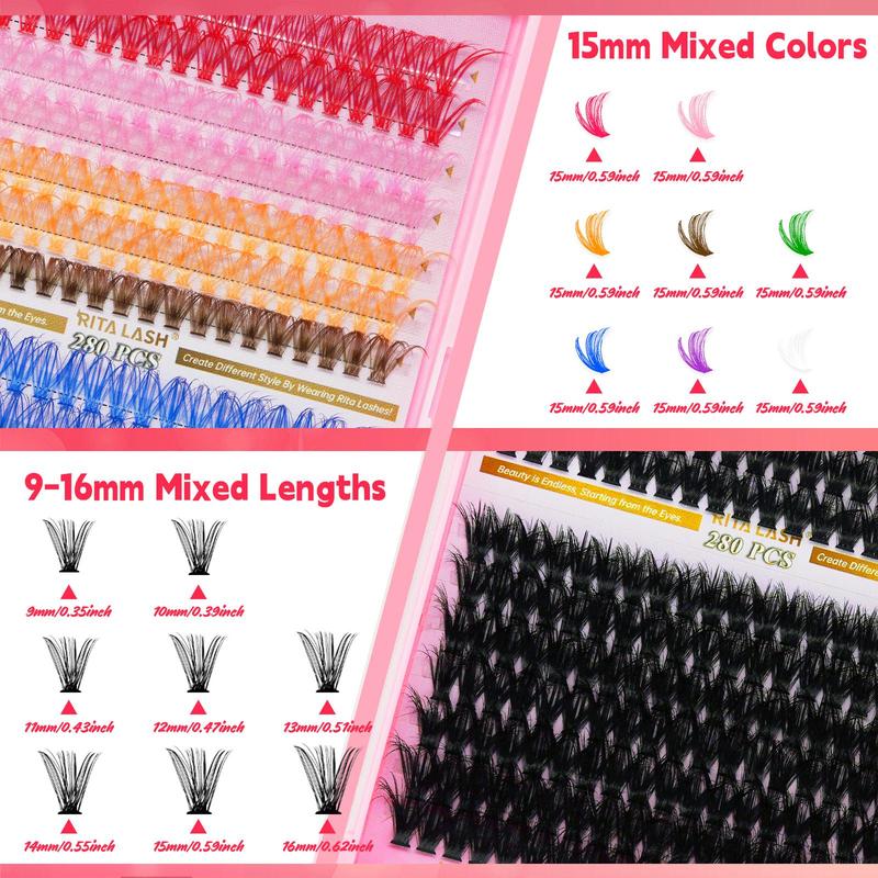 Individual Eyelash Kit, 1 Box Mixed Length & Styles Natural Look Eyelashes Extension, Self Grafting Curl Eyelashes, Eyelash Glue Extension, Eye Makeup Enhancement, Christmas Gift