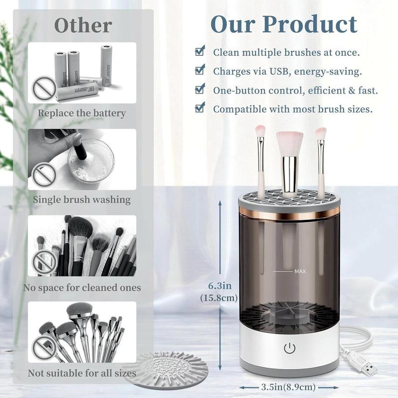 Electric Makeup Brush Cleaner, Automatic Makeup Brush Cleaner Machine, Electric Spinning Cleaner, Super-fast for Most Size Brush