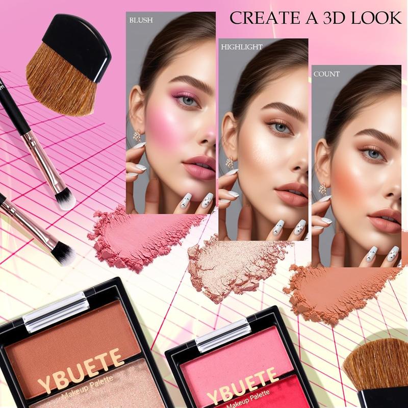 Makeup Kit for Teens Girls Women, Full Starter Cosmetics Set, Makeup Present Set, Beginner Makeup Kit, Cosmetic Train Case For Women Full Kit, Included Eyeshadow Blusher Contour Eyebrow Powder