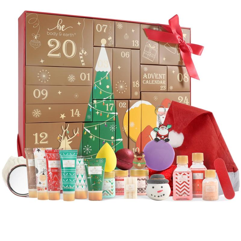 Advent Calendar 2024 BODY & EARTH Christmas Advent Calendar 24 Days of Beauty Advent Calendar 24PCS Countdown Christmas Gifts for Women 2024 Limited Edition Skincare Advent Calendar Body Care Comfort