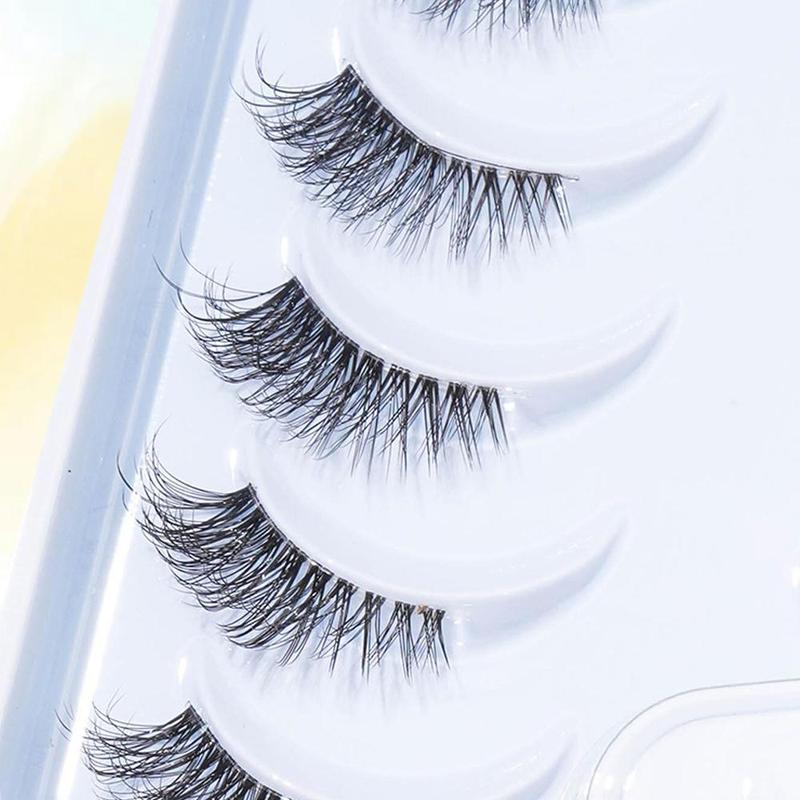 Natural Roll-up Cross-style Transparent Thin Stem False Eyelashes, 10 Pairs Half-eye Segmented Tail Elongated False Eyelashes, 5-11mm For Daily Commuter Dinner Date