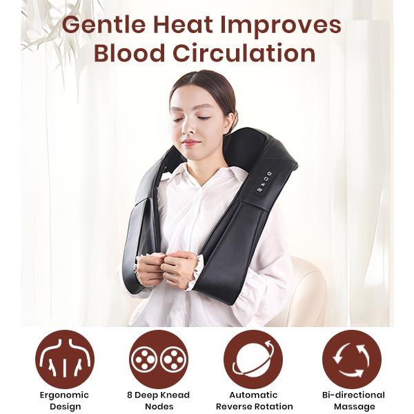 Shiatsu Neck and Back Massage, Shoulder Massager, Electric Deep Tissue 3D Kneading Massage Pillow for Neck, Back, Shoulder, Foot, Home, Office, and Car Use, Christmas Gifts