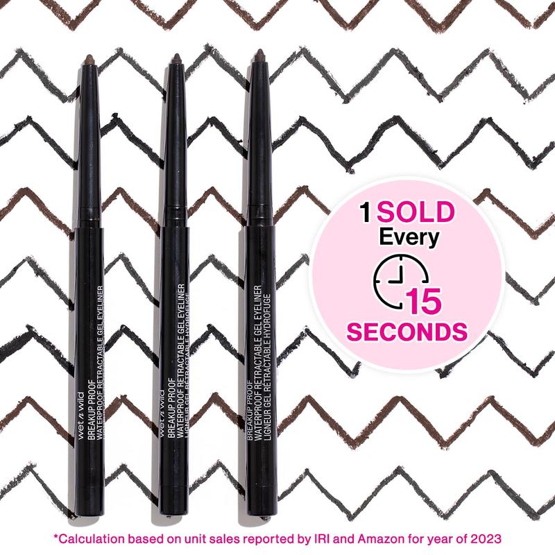 wet n wild Mega Last Breakup Proof Retractable Eyeliner - Ultra-Fine Brush, Waterproof,16-Hour Long-Lasting Wear - Cruelty-Free & Vegan