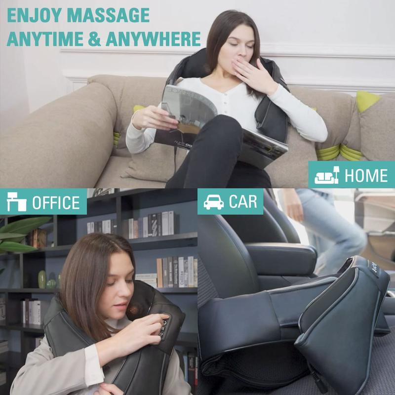 Shiatsu Neck and Back Massager, Electric Shoulder Massager, Car Neck Massage Pillow for Neck, Back, Shoulder, Foot, Leg Massage, Relieve Muscle Pain, Perfect Present for Man Woman Family, Thanksgiving, Christmas, New Year Gift