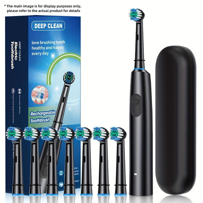 Electric Toothbrush Set, 1 Box Rechargeable Rotating Toothbrush & Replacement Brush Heads, Portable Oral Care Tool for Home & Travel, Christmas Gift