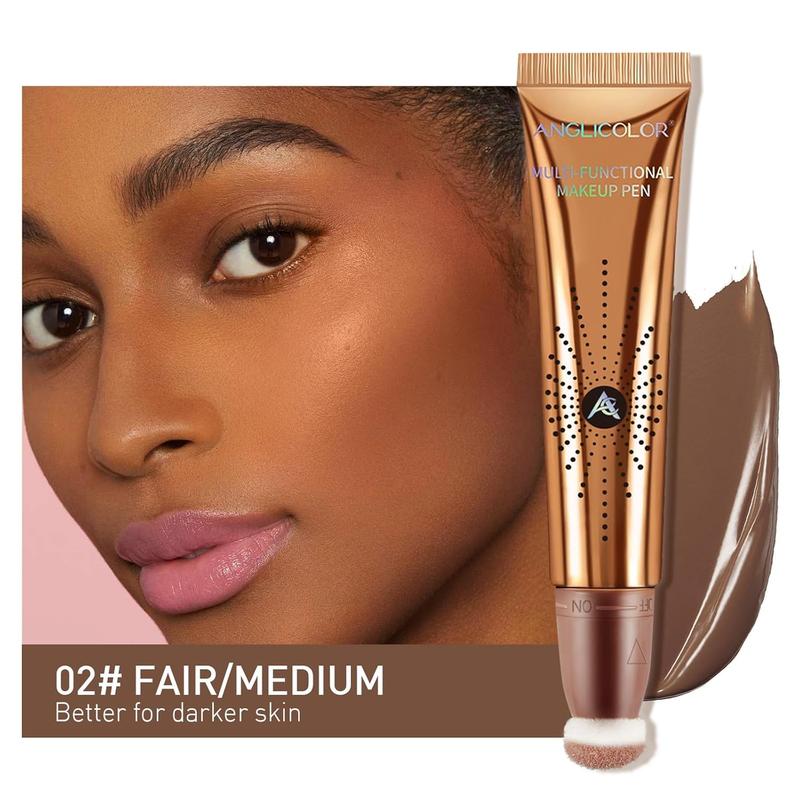 With Cushion Applicator,Liquid Contour Wand, Contour Smooth,Bronzer Stick Lightweight Liquid Bronzer For Face (02#Fair Medium)