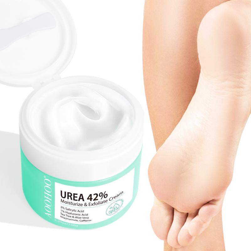 AOOHOO 42% Urea Cream Moisturize & Exfoliate Cream 5.29 0z(150g) Foot&Hand Cream for Dry Cracked Heels, Feet, Knees, Elbows, Hands, Corn&Dead Skin&Cuticle Callus Remover, Toenail Softener, Calloused Feet&Athletes Foot,1