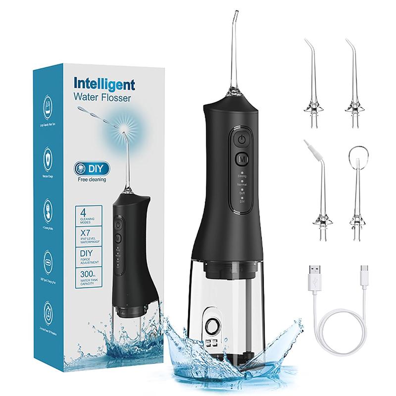 Electric Oral Irrigator, 1 Set Portable Oral Irrigator with 4 Adjustable Flushing Modes, Oral Hygiene Instrument for Travel, Cordless Water Flosser for Teeth