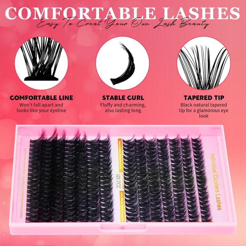 Individual Eyelash Kit, 1 Box Mixed Length & Styles Natural Look Eyelashes Extension, Self Grafting Curl Eyelashes, Eyelash Glue Extension, Eye Makeup Enhancement, Christmas Gift