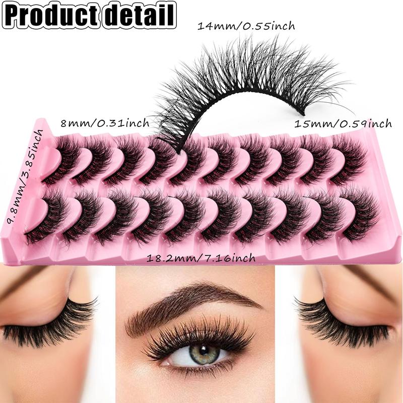 Natural Look False Eyelashes, 10 Pairs Faux Cluster Lashes, Volumized False Eyelashes for Women and Girls Eye Makeup Enhancement, Christmas Gift