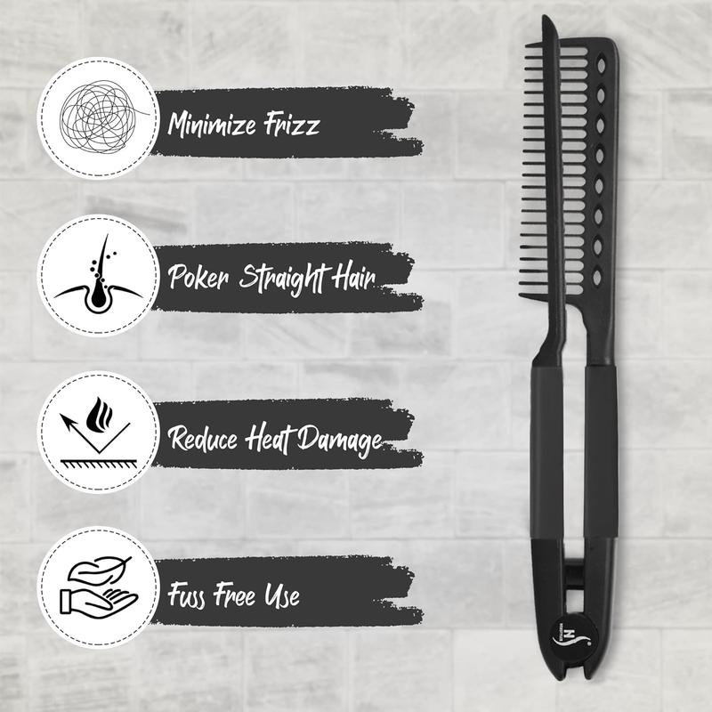 Hair Comb For Straightening - Protects Hands - No More Knots - Styles Like A Pro - Versatile Hair Styling Comb - Travel Friendly (Black, Plastic, Dry Hair, 1 Count Pack of 1)