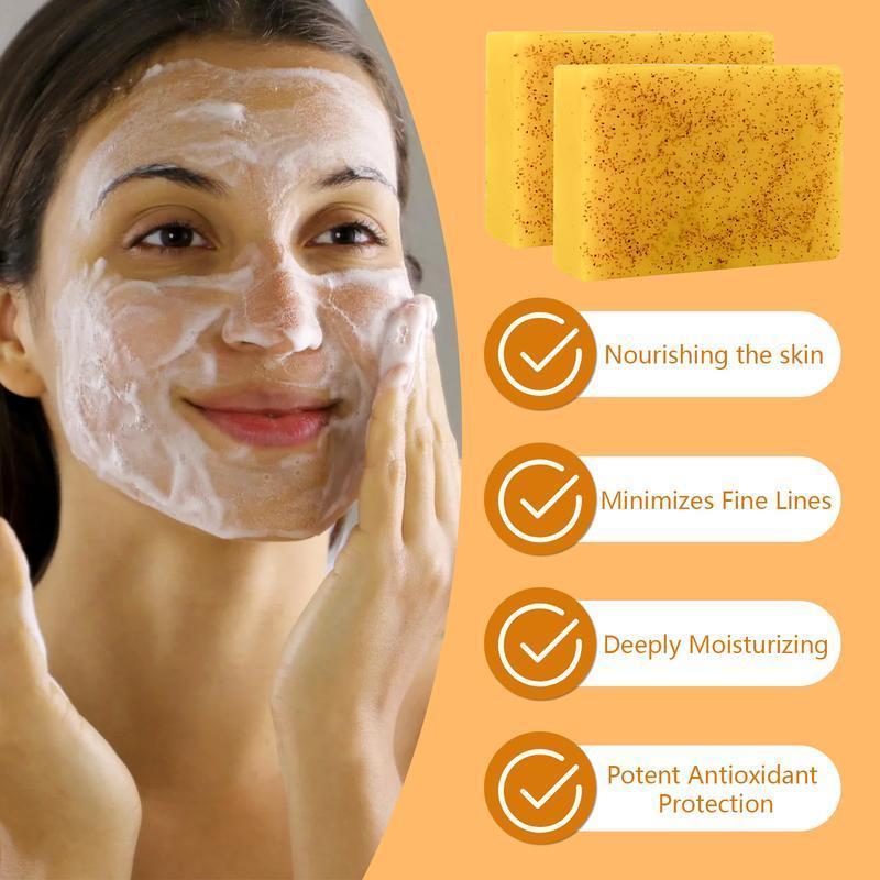 Turmeric & Kojic Acid Soap – Brightening Lemon Body Wash & Facial Cleanser for Even Skin Tone, Natural Skin Care for Dark Spots, Skin Repair & Hydration – Includes Soap Saver Bag