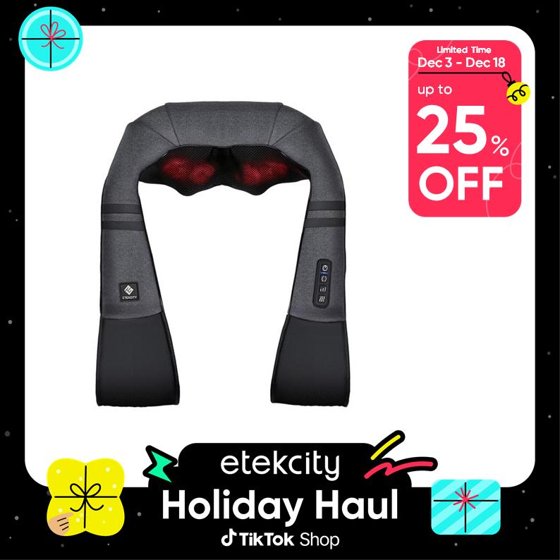 Etekcity Cordless Neck Back Massager, Deep Tissue Shiatsu with Heat, 3D Kneading Pillow for Pain Relief, Gift for Parents, Home, Office and Car Use holidayhaul