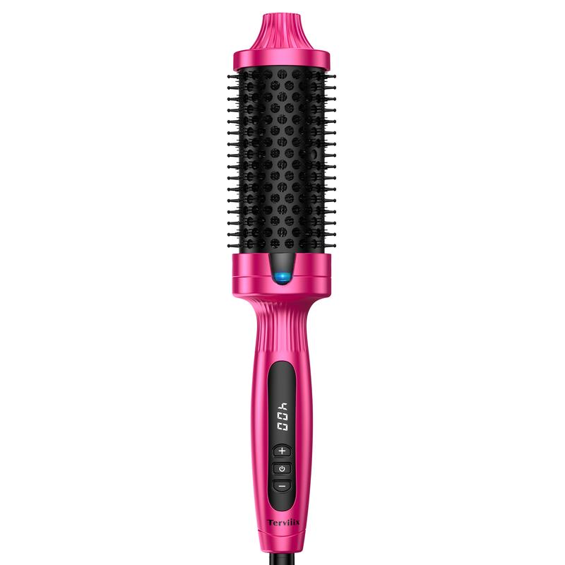 Terviiix 1.77 Inch Ionic Thermal Brush, Curling Iron Brush for 90's Voluminous Style, Non-blowing Heated Round Brush, Adjustable Temperature