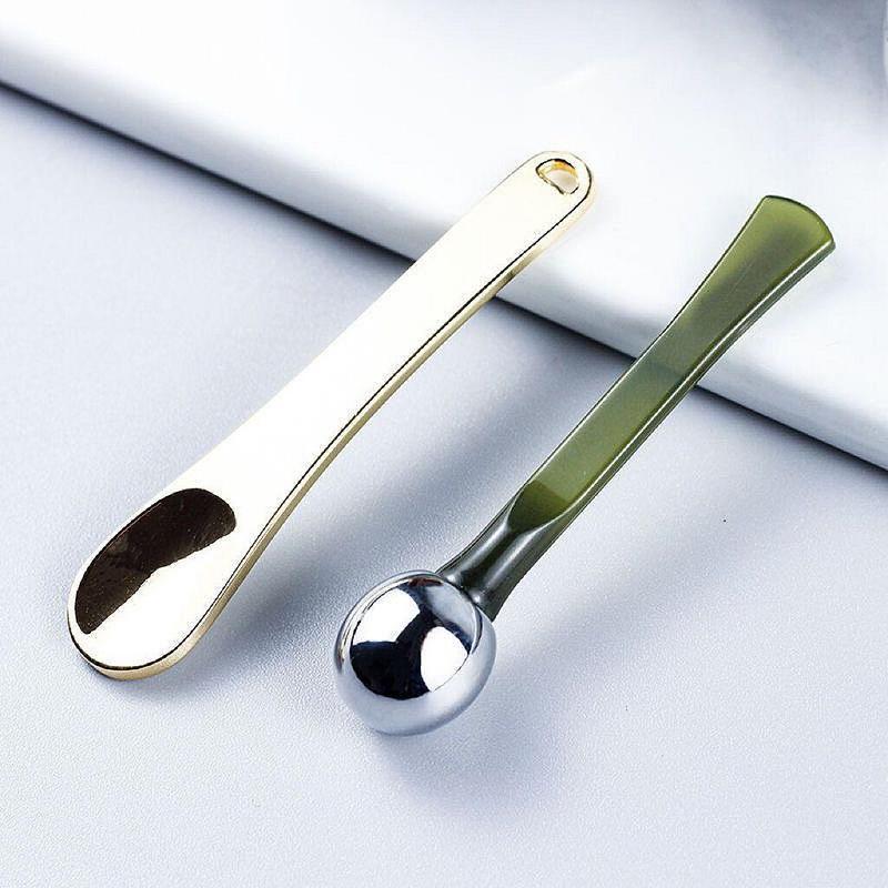 2pcs Mini Portable Eye Cream Spatula Set, Durable Reusable Eye Cream Spoon, Great For Facial Massage, Skincare Tool For Women Girls