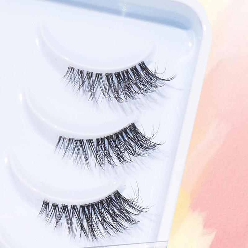 Natural Roll-up Cross-style Transparent Thin Stem False Eyelashes, 10 Pairs Half-eye Segmented Tail Elongated False Eyelashes, 5-11mm For Daily Commuter Dinner Date