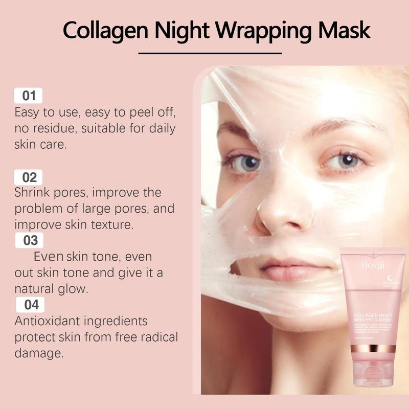 Collagen Night Wrapping Mask, 9 Counts set Moisturizing Facial Mask, Deep Cleansing Facial Mask, Facial Skin Care Product for Women & Men