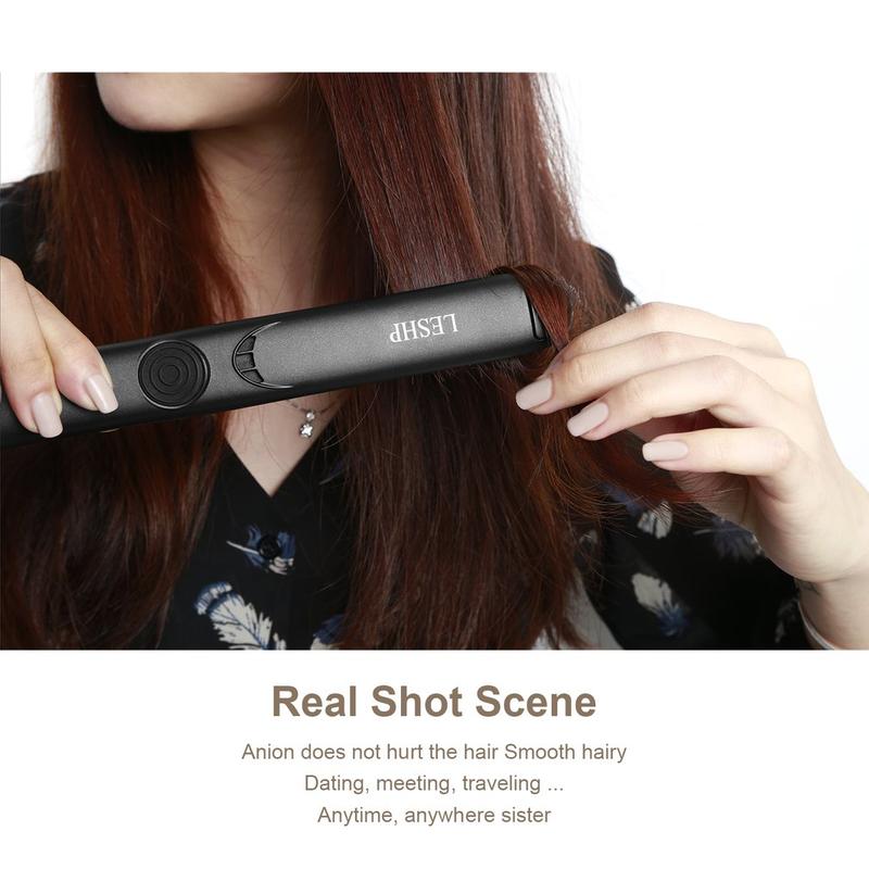 Leshp Flat Iron Hair Straightener With Floating Plate & Elasticity Cool Tip Ceramic Plates Automatic Safety Mode Lcd Display Adjustable Comfort