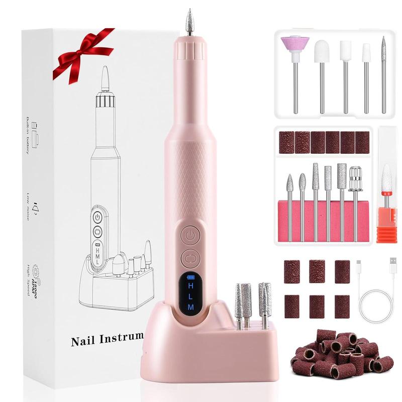 Electric Nail Art & Nails Care Nail Drill Kit, Adjustable Rechargeable LED Nail Drill Machine for Home & Salon Use, Summer Gift, Manicure Accessories