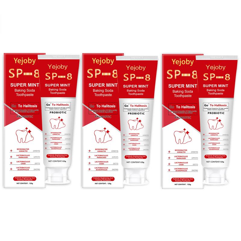 (3 Counts only 19.99$) SP-8 Probiotic Toothpaste, Free of Fluoride, Hydroxyapatite, Anti plaque, Oral Health Management triple whitening,SP-8,SP-6,SP8,SP6