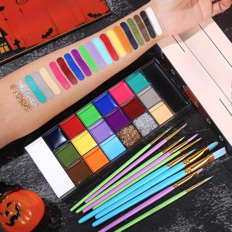 Face and Body Oil Paint Palette, Professional and Safe Non-Toxic Tattoo Halloween Special Effects Party Makeup Kit for Kids and Adults.