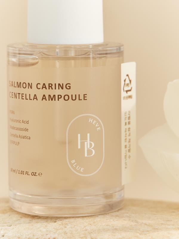 Heveblue Salmon Caring Centella Ampoule - Hydrates & Calms, Salmon-Powered, Natural Ingredients, Gentle , Clear Skin, Repair, Skincare, Facial Serum