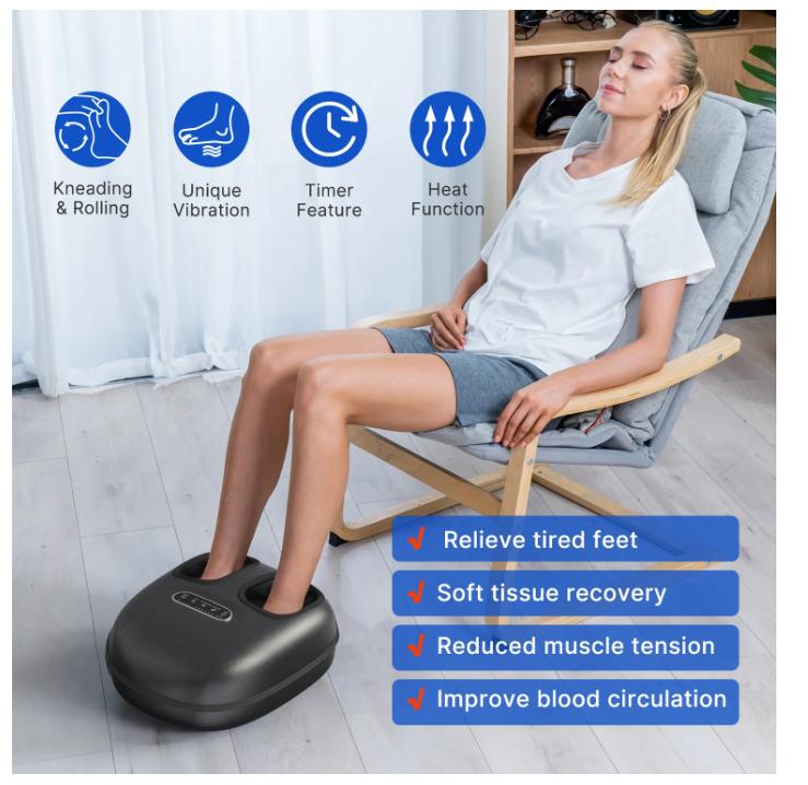 Shiatsu Foot Massager with Heat for Tired Foot Blood Circulation up to size 11, Black,Gift