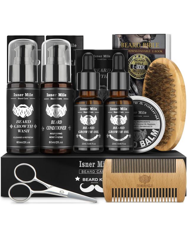 Beard Grooming Kit, Father's Day Gifts, Beard Gift Kit, Beard Growth Kit with 2 Pack Beard Original Oil,Beard Brush,Wash Conditioner for After Shave Lotions,Balm,Combs,Razor & Brush Stands Scissor, Christmas Fathers Gifts for Men