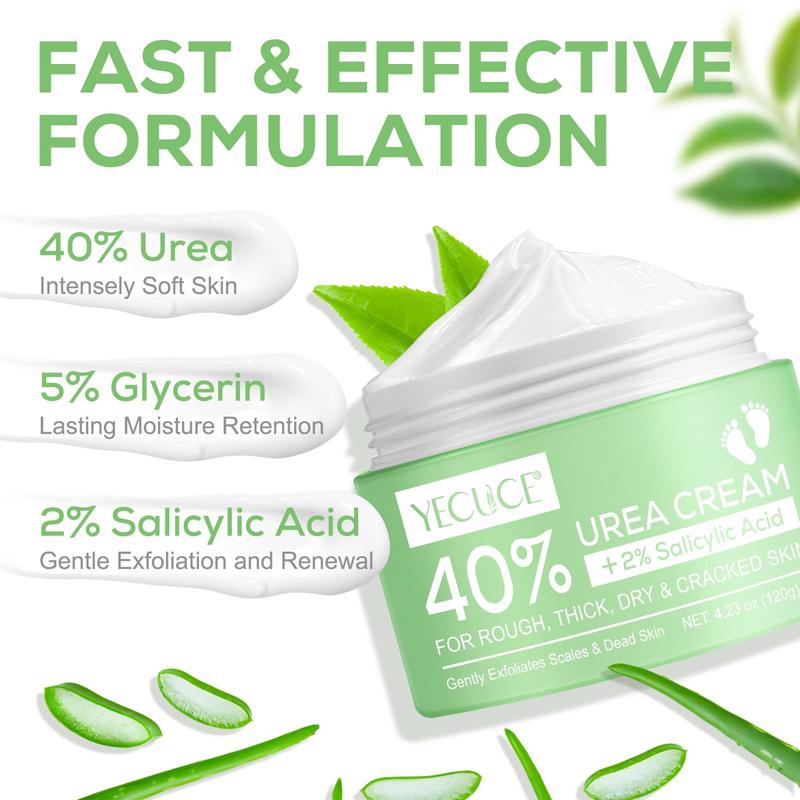 40% Urea Cream, Moisturizing & Nourishing Foot Cream & Hand Cream with Hyaluronic Acid for Rough, Thick, Dry & Cracked Skin, Suitable for All Skin Types