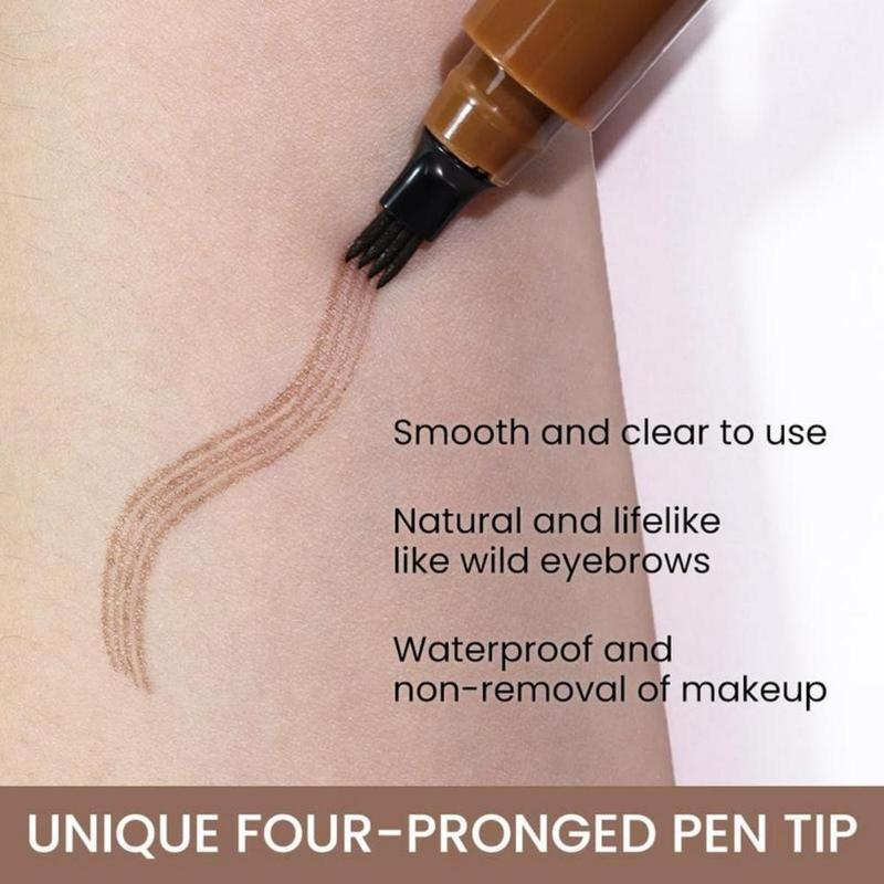 Eyebrow Pen, 4-fork Waterproof & Long Lasting Eye Brow Pencil, High Pigmented Brow Shading Filling Styling Pen, Easy to Apply