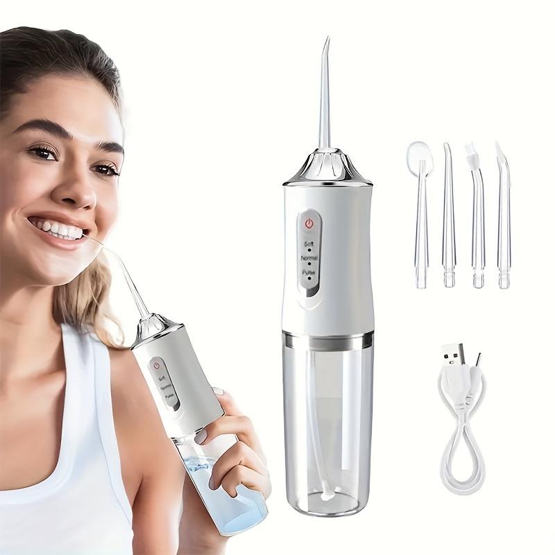 Portable Rechargeable Oral Irrigator, 1 Box 230ML Halloween Electric High-pressure Oral Irrigator with 4 Counts Nozzles, Daily Water Flosser for Home & Travel, Gift For Halloween & Christmas & Fall Gift